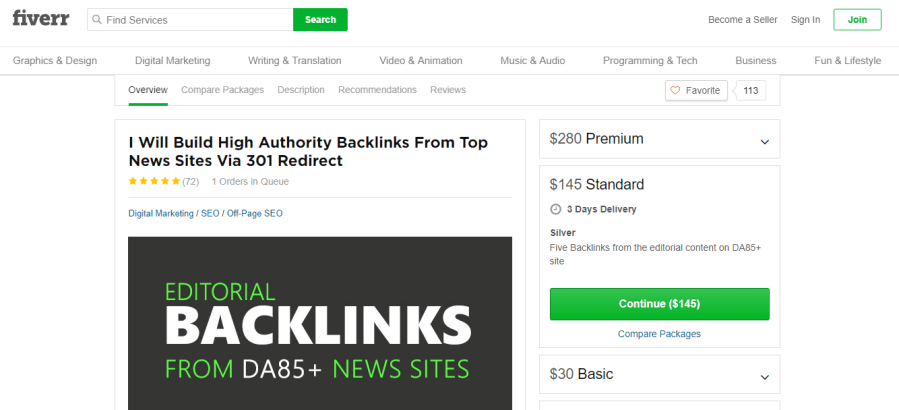 buying links through Fiverr