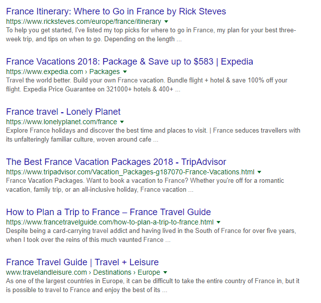 organic search results