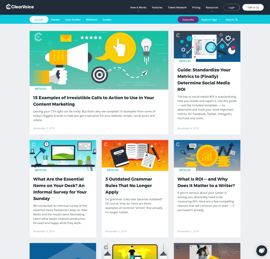 ClearVoice blog homepage