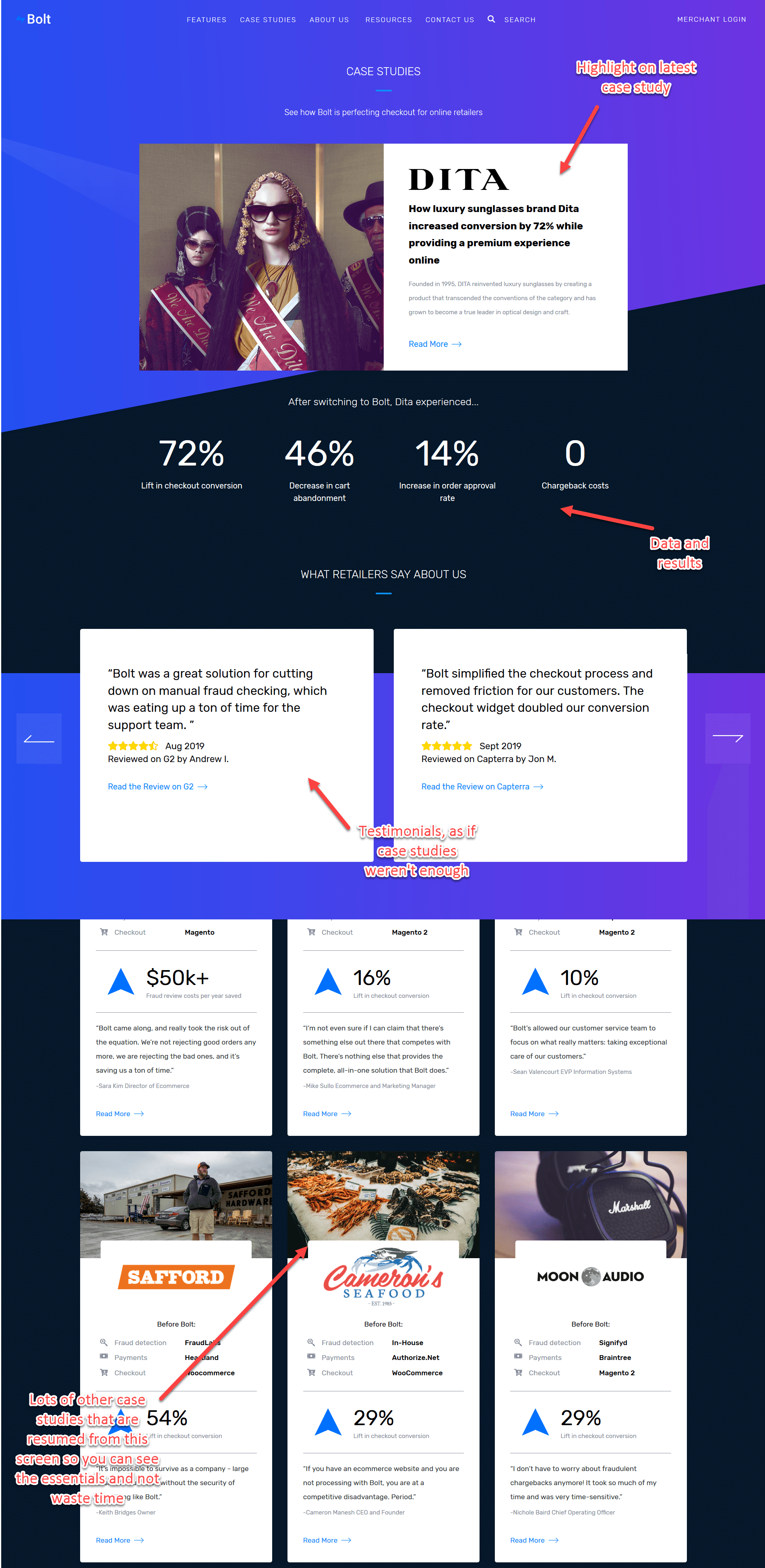 page for case studies