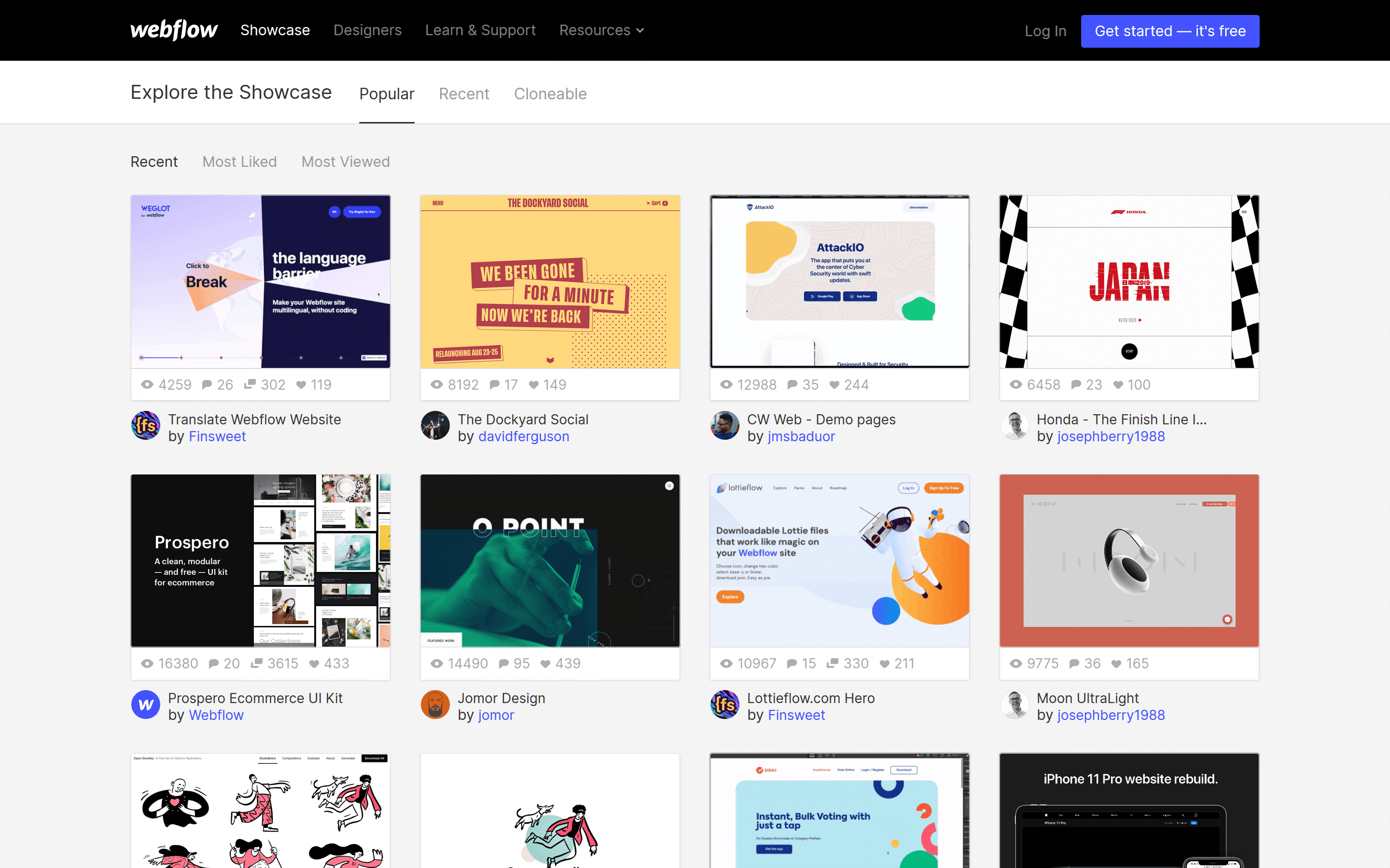 design showcase for clients